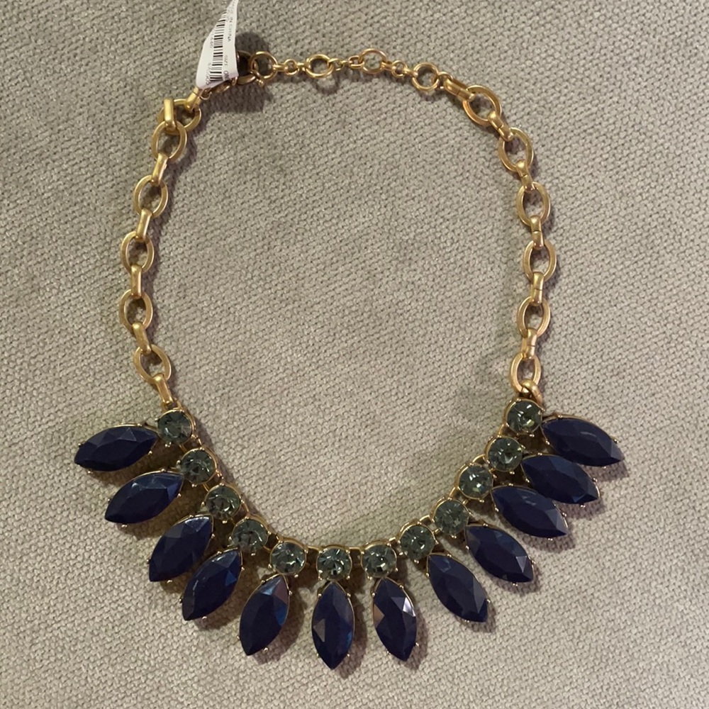 J. Crew Blue Sunflower Cabochon Necklace NWT